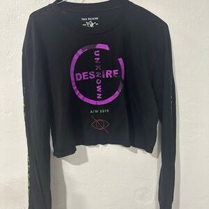 True Religion Black Long Sleeve Tee with Purple Graphic